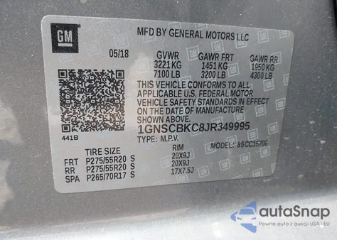 2018 Chevrolet Tahoe Lt from USA, damaged, VIN 1GNSCBKC8JR349995